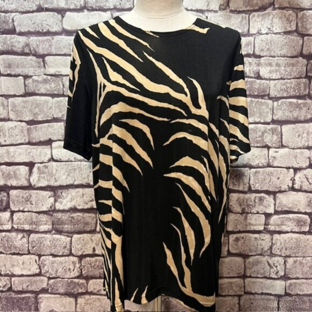Michel Antoni Black & beige Round Neck Top Size 1X